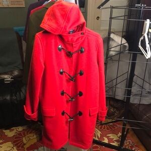 Chaps Red Hooded Toggle Coat Large